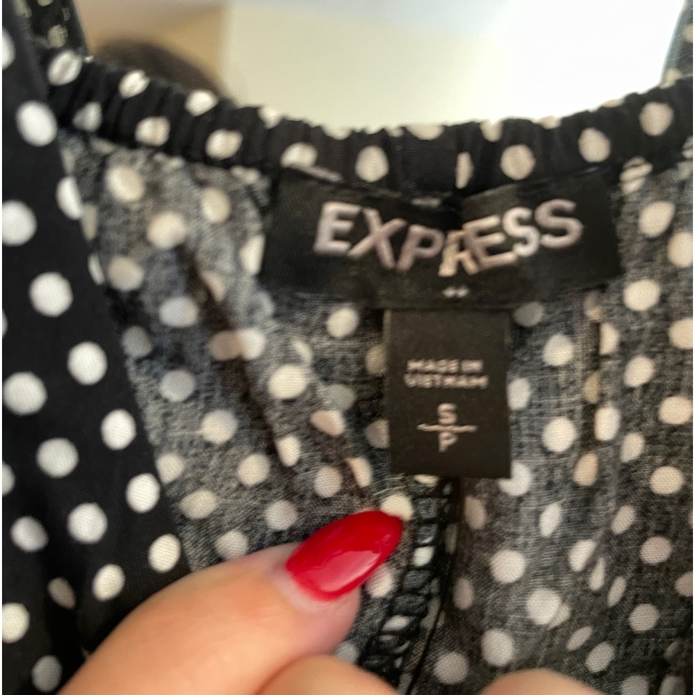 Black and white polka dot express dress